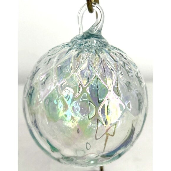 Hand Blown Studio Art Glass Christmas Ornament Iridescent Suncatcher 3.25" - Picture 2 of 6